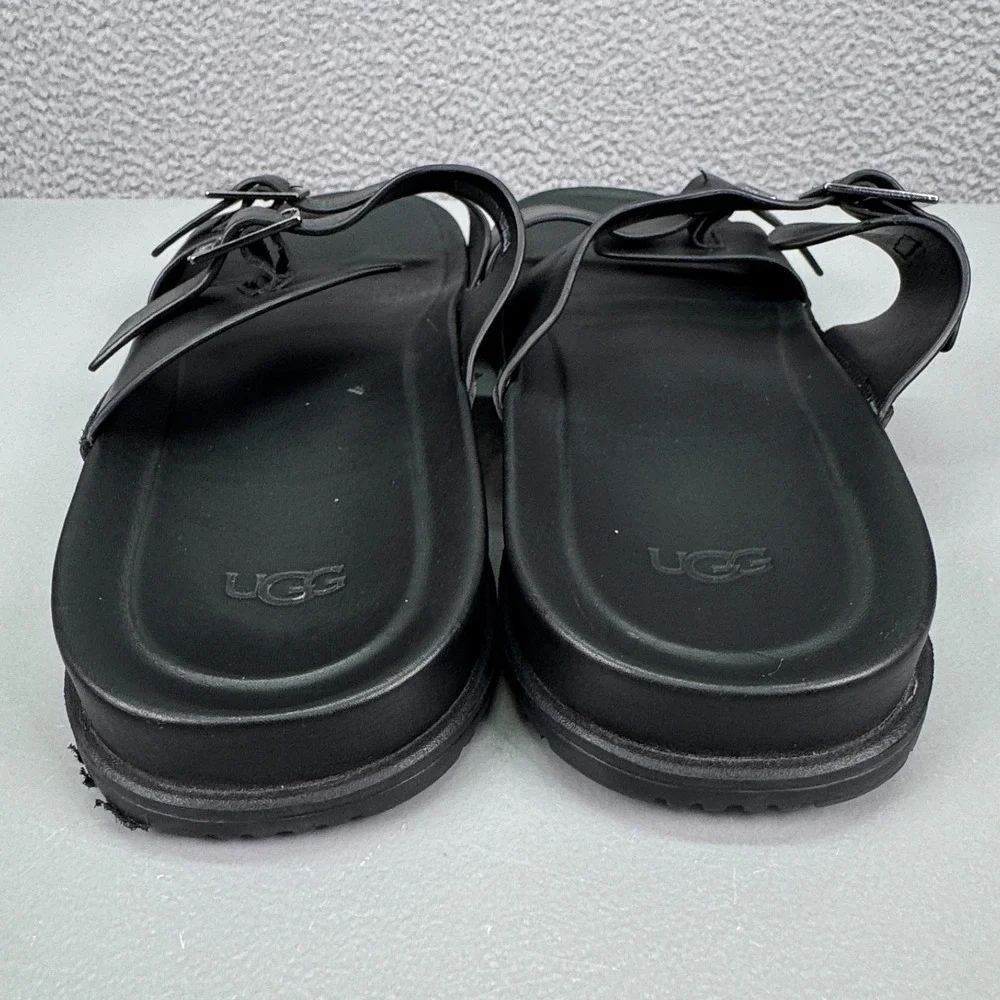 UGG Sandals Mens 14 Black Wainscott Buckle Slides Leather Beach Everyday Comfort